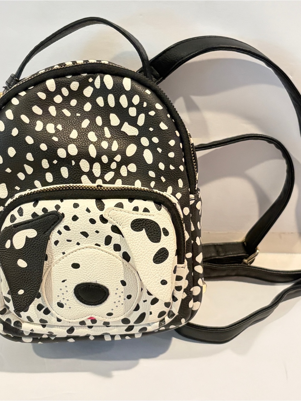 Betsey Johnson Kitsch Dalmatian Mini Backpack Black White Puppy Dog Novelty Bag
